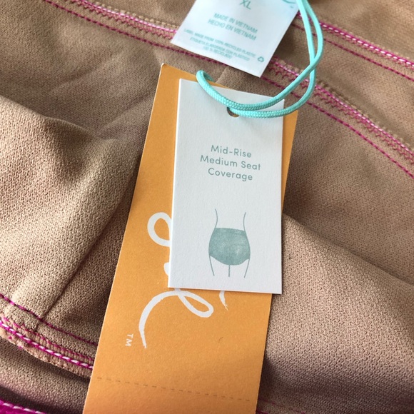 mid rise bikini bottoms swimsuit shorts modest pink KONA SOL new with tag - Picture 5 of 7